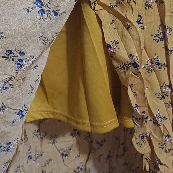 Mustard Floral High-Low Dress - Picture 4 of 5